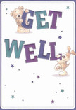 Brimming with charm, this get well card from Putney radiates joyful optimism-a visual embrace for someone in need of a little extra comfort. The design places a snuggly bear and a playful puppy front and centre, each balancing the large, colourful letters spelling 'Get Well' with visible delight. Indigo and teal hues weave through the bold typography, standing out against a soft background reminiscent of Putney Heath's tranquil skies. Scattered stars in shades of purple and blue imbue the scene with gentle magic, while the lovingly rendered fur of both bear and pup offers visual softness that feels almost huggable. Sending this card is like sending a warm hug across Putney-an expression of genuine care and encouragement that brighten the pathway to recovery, inspired by the considerate spirit of the local florist community.